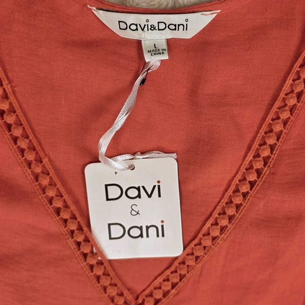 Davi & Dani Orange V Neck Mini-Dress NWT - Picture 9 of 14